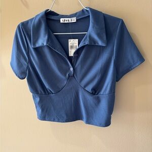 Soft blue Ribbed Crop Top